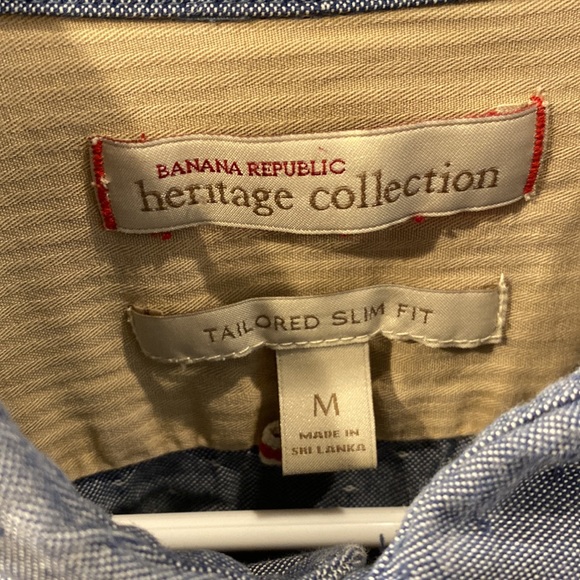 Banana Republic Mens Long Sleeve Denim Chambray Long Sleeve Button Up Size M - Picture 2 of 4